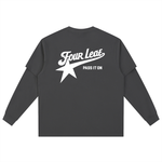 Pass It On Layered Long Sleeve Tee - Grey
