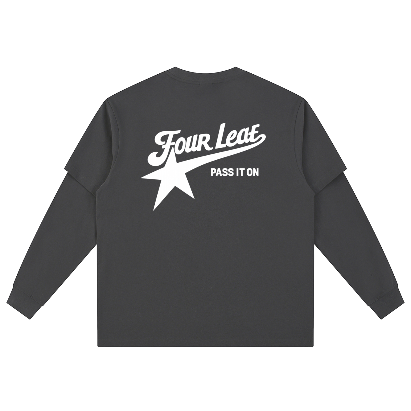 Pass It On Layered Long Sleeve Tee - Grey