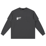 Pass It On Layered Long Sleeve Tee - Grey