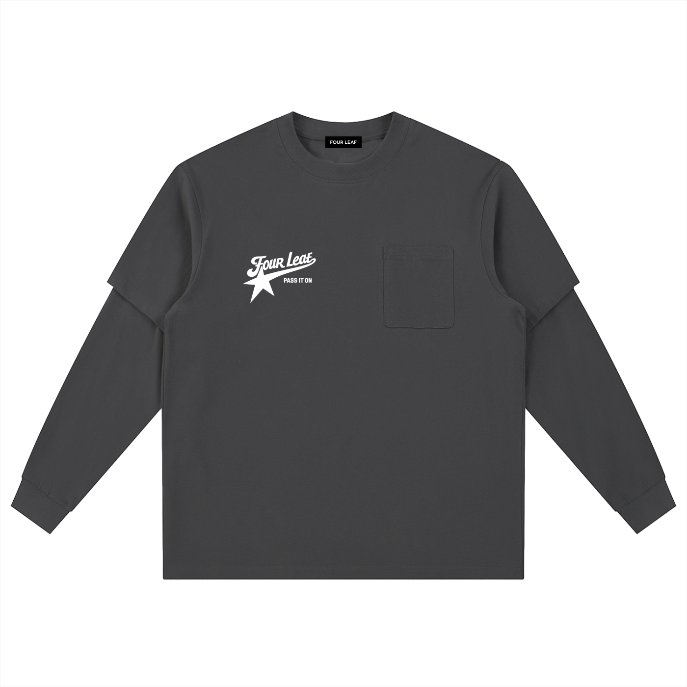 Pass It On Layered Long Sleeve Tee - Grey