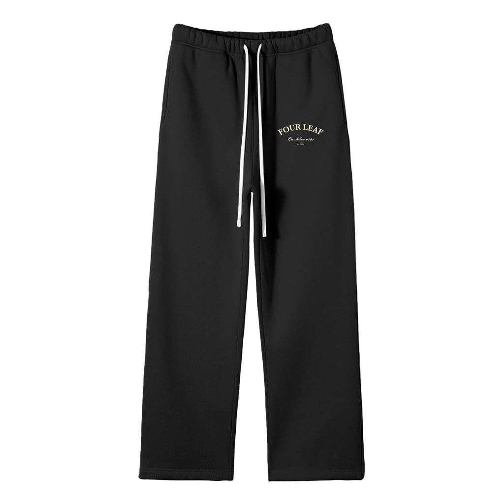 Straight Leg Track Pants - Black
