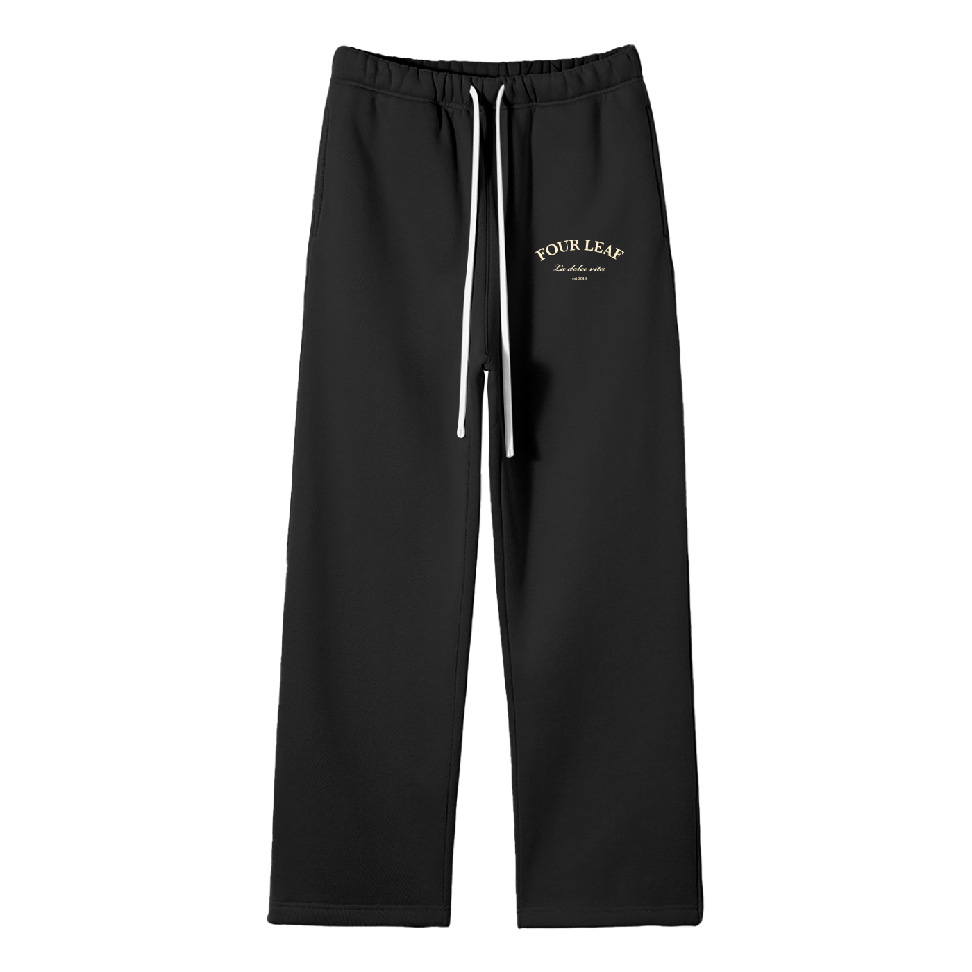Straight Leg Track Pants - Black