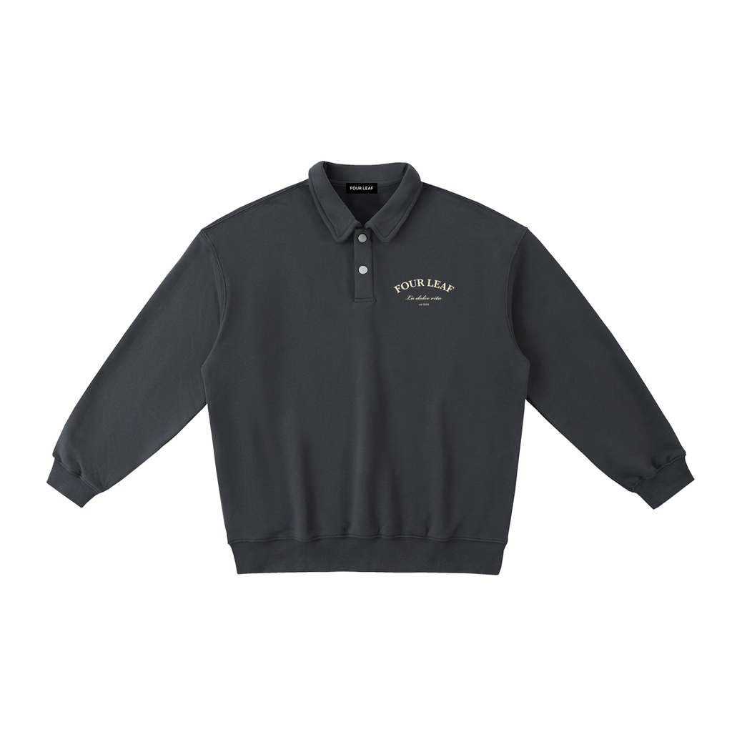 Heavyweight Polo-Collar Sweatshirt - Dark Grey