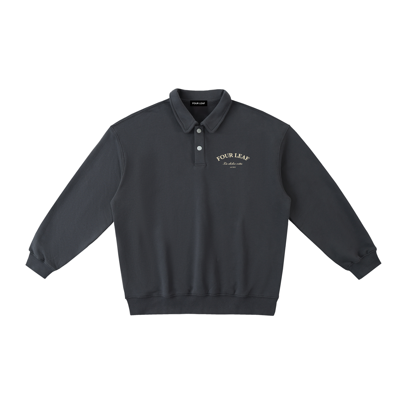 Heavyweight Polo-Collar Sweatshirt - Dark Grey